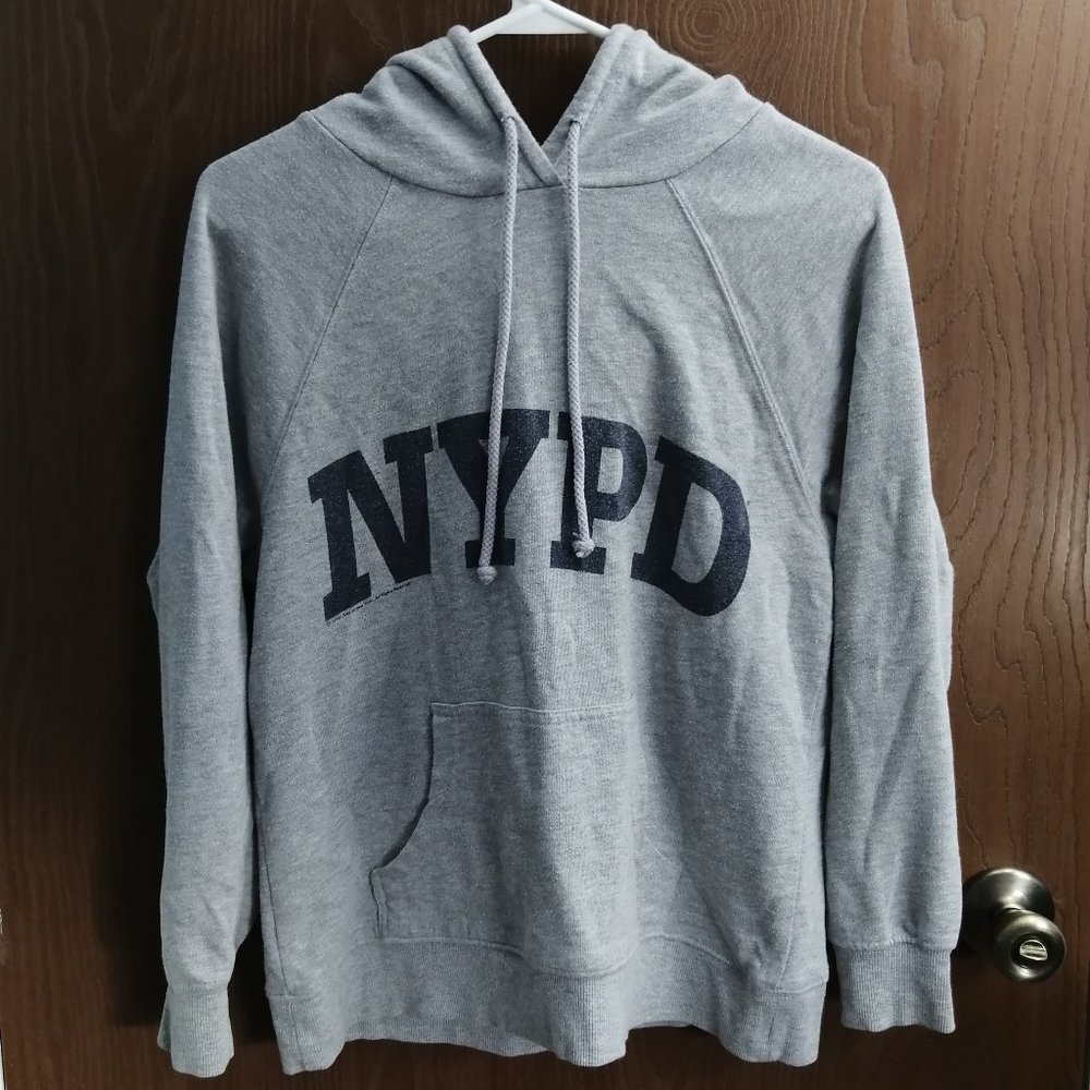 Mighty Fine NYPD Gray Hoodie Sweat Shirt New York City Size S